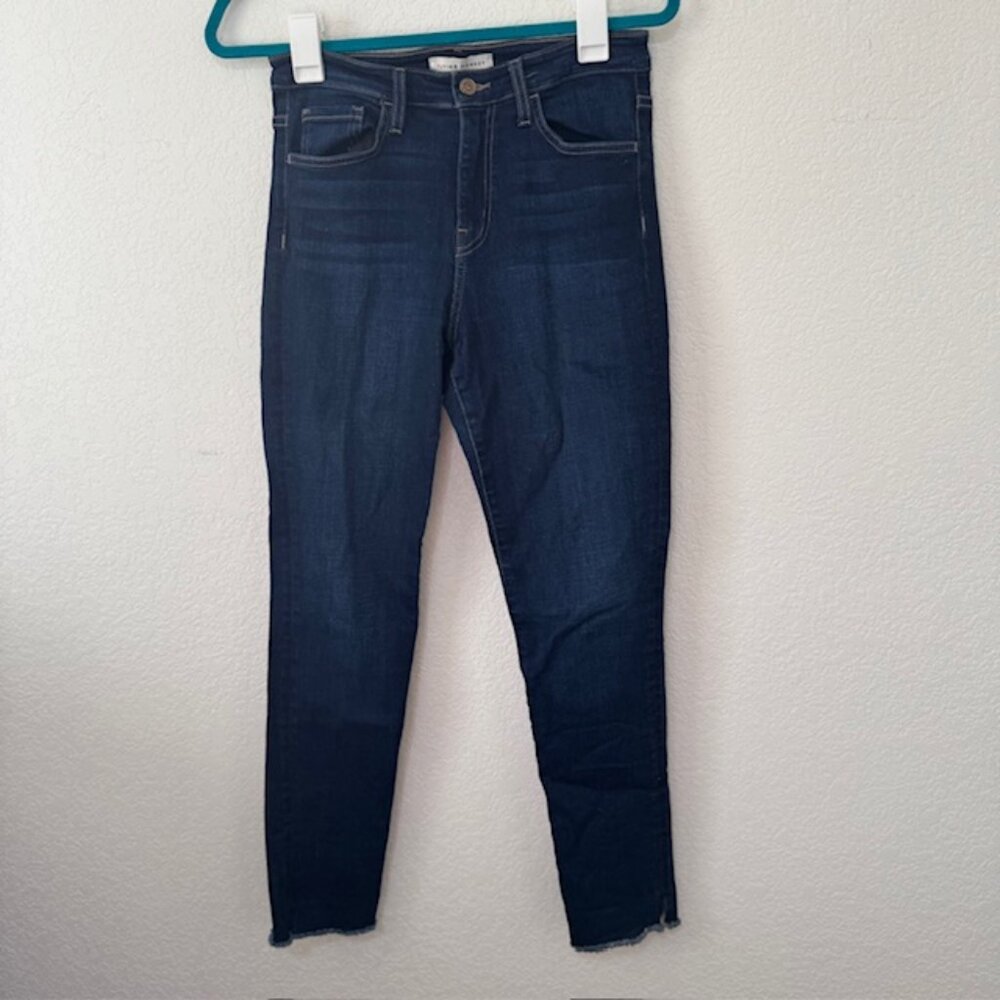 Flying Monkey Womens Jeans Size 28 Dark Wash High Rise Frayed Hem Skinny